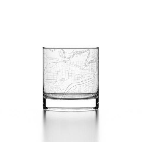Easton Map Etched Rocks Glass