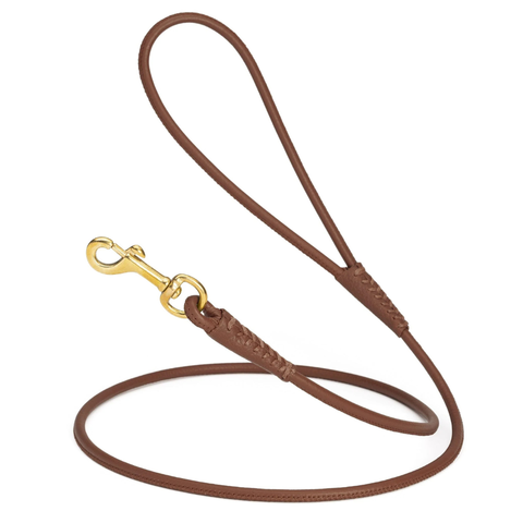 Rolled Leather Leash 6' x 1/2" - Brown