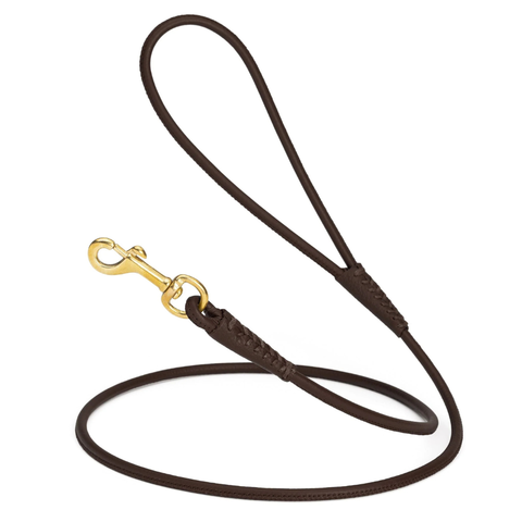 Rolled Leather Leash 6' x 1/2" - Dark Brown
