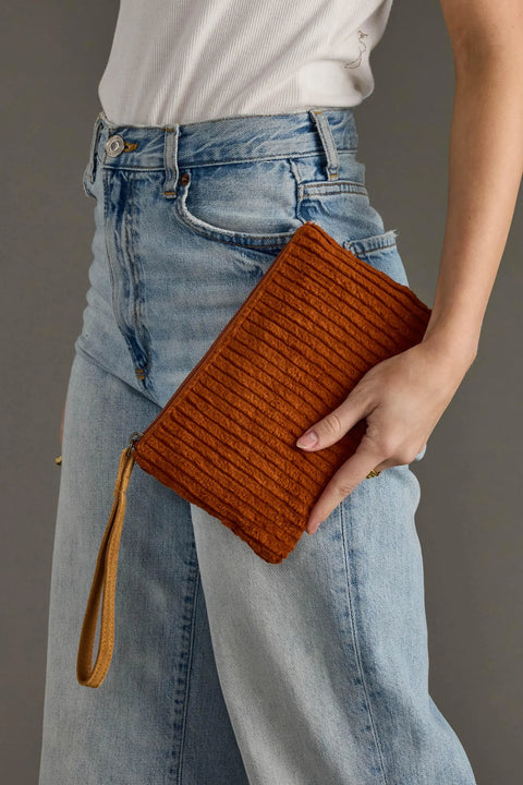 Corduroy Wristlet, Rust