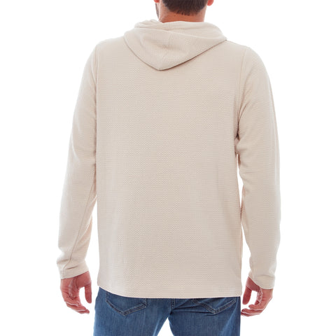 Rylan Textured Tonal Stretch Hoodie - Cream