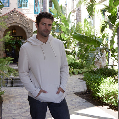 Rylan Textured Tonal Stretch Hoodie - Cream