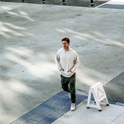 Rylan Textured Tonal Stretch Hoodie - Cream