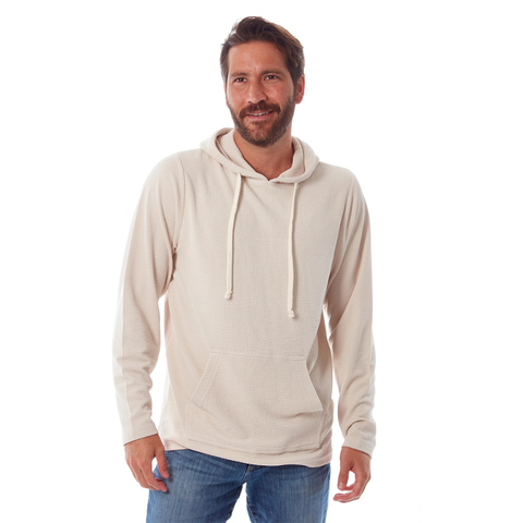 Rylan Textured Tonal Stretch Hoodie - Cream