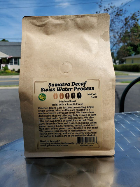 Swiss Water Processed Decaf Sumatra - Ground Drip, 12oz Bag, Beige Bag