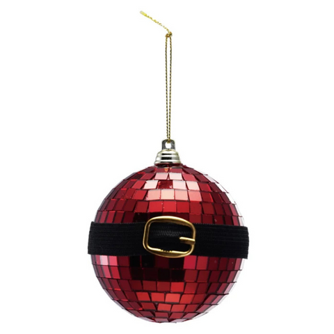 Santa Belt Disco Ball Ornament