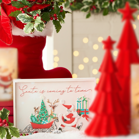 Santa Is Coming To Town Framed Wall Art