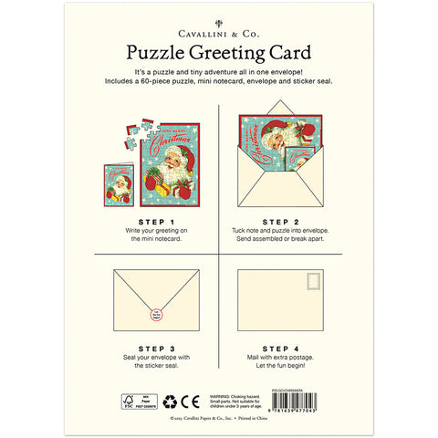 Santa With Gifts Puzzle Greeting Card - Cavallini