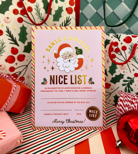 Santa's Nice List Holiday Certificate - The Social Type
