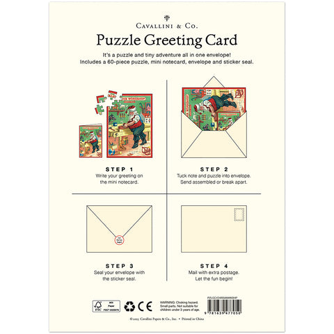 Santa's Workshop Puzzle Greeting Card - Cavallini