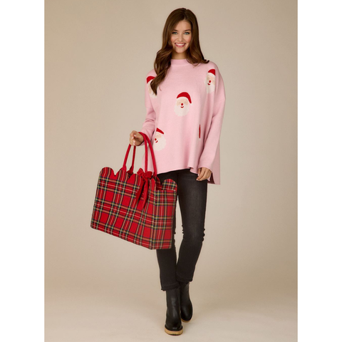 Scallop Tote - Red Tartan