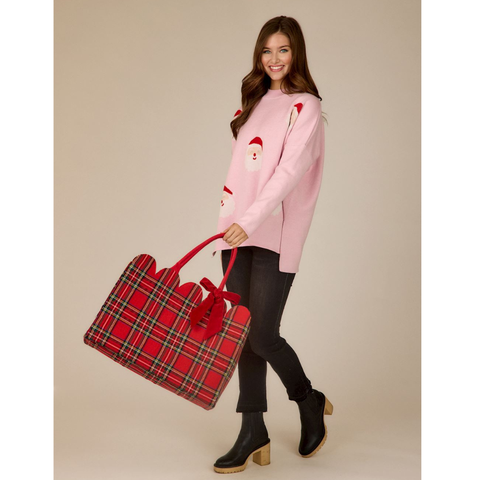Scallop Tote - Red Tartan