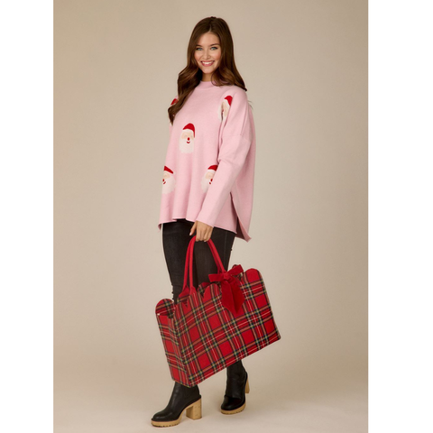 Scallop Tote - Red Tartan