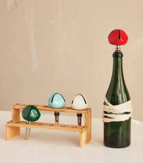 Jingle Bell Bottle Stopper, Red