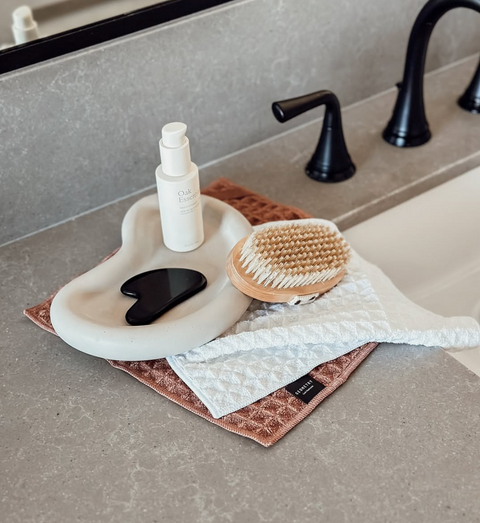 Geometry Waffle Wash Cloth Set - Cloud