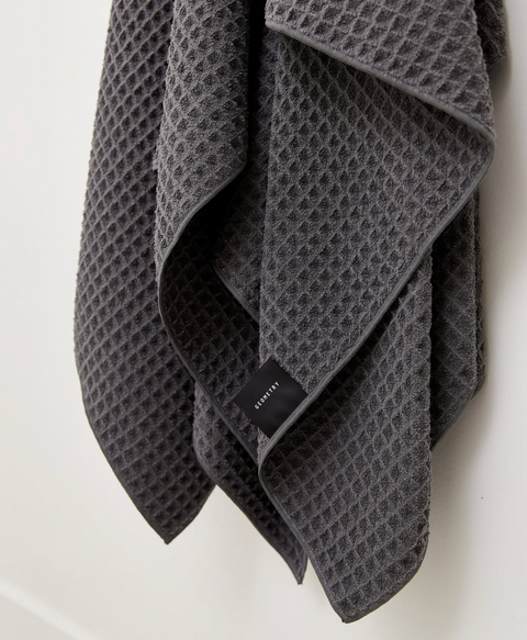 Geometry Waffle Bath Towel - Charcoal