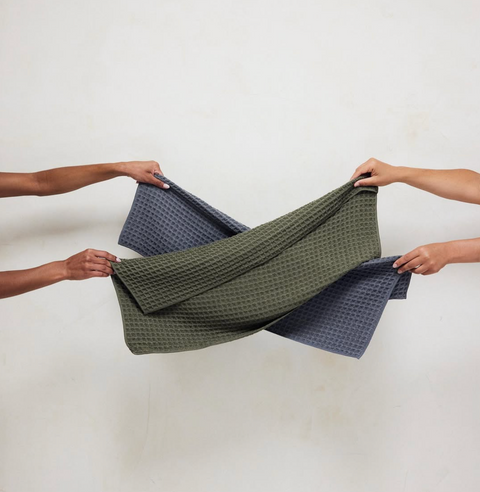 Geometry Waffle Hand Towel - Forest