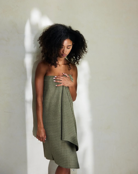 Geometry Waffle Bath Towel - Forest