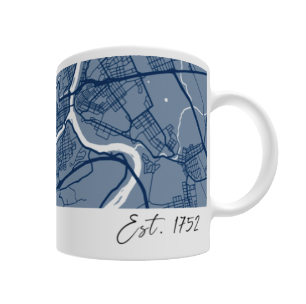 Easton Mug Wrap Around Map, 11 oz, Blue