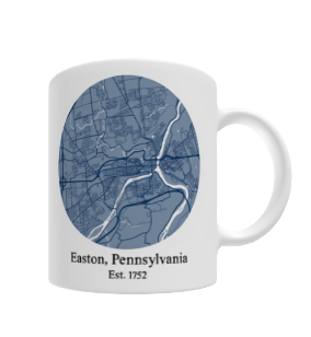 Easton Map Ceramic Mug Circle, 11 oz, Blue