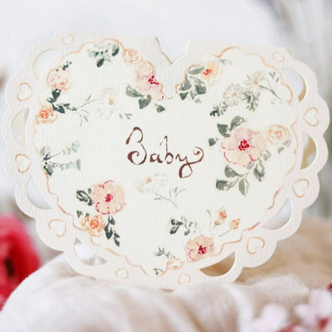 Baby Florals - Heart Card, 138mm x 100mm