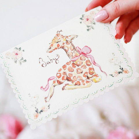 Baby Giraffe - Scalloped Edge Card, 165mm x 120mm