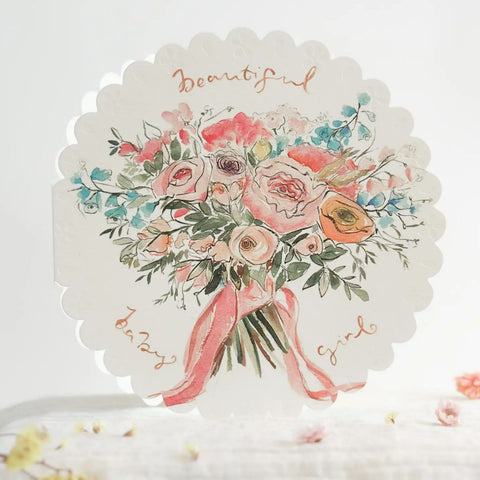 Beautiful Baby Girl - Circular Embossed Card, 145mm x 145mm