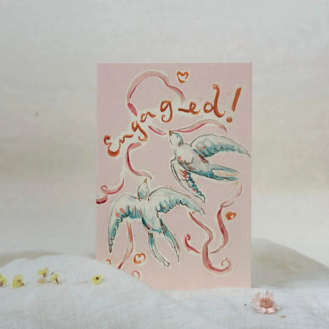 Engaged Swallows - Engagement Card, 9 x 14cm