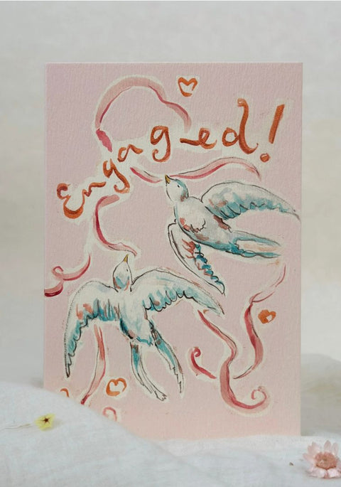 Engaged Swallows - Engagement Card, 9 x 14cm