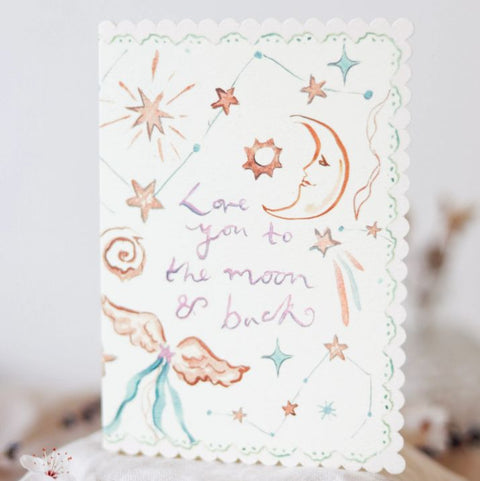 Love You To the Moon & Back - Scalloped Edge Card, 165mm x 120mm