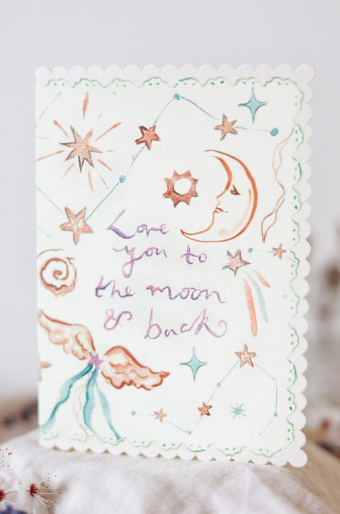 Love You To the Moon & Back - Scalloped Edge Card, 165mm x 120mm