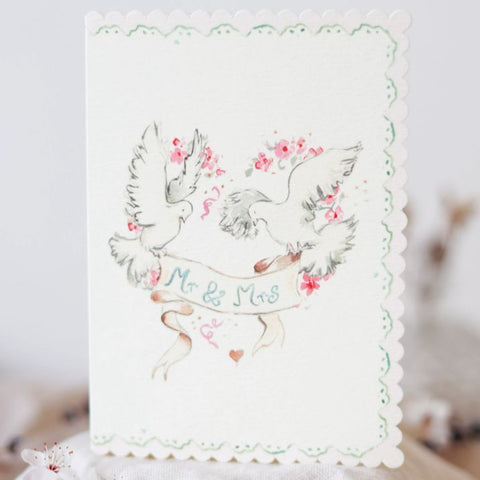 Mr & Mrs - Scalloped Edge Card, 165mm x 120mm