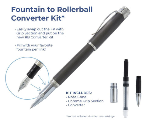 Retro51 Tornado™ Fountain Pen to Rollerball Converter Kit, 7"x2"