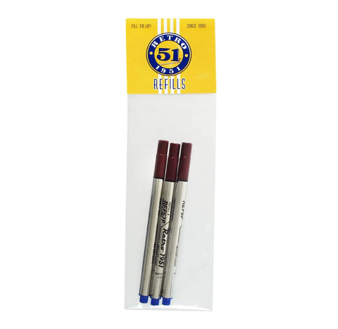 Retro51 Blue Capless Rollerball Refill 3pk, 7"x2", Blue