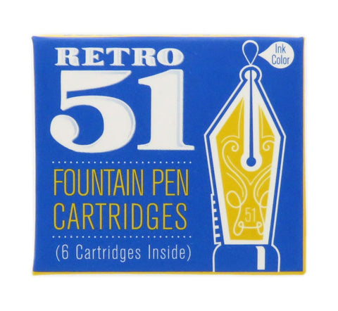 Retro51 Blue Fountain Pen Cartridges 6pk, 2"x2", Blue