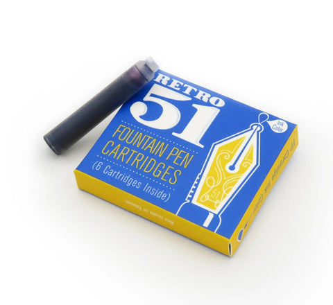 Retro51 Blue Fountain Pen Cartridges 6pk, 2"x2", Blue