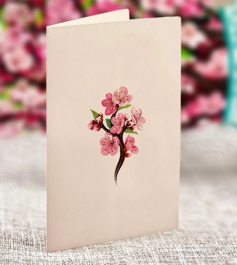 Mini Japanese Cherry Blossom Pop-Up Greeting Card, 5.25"x6"