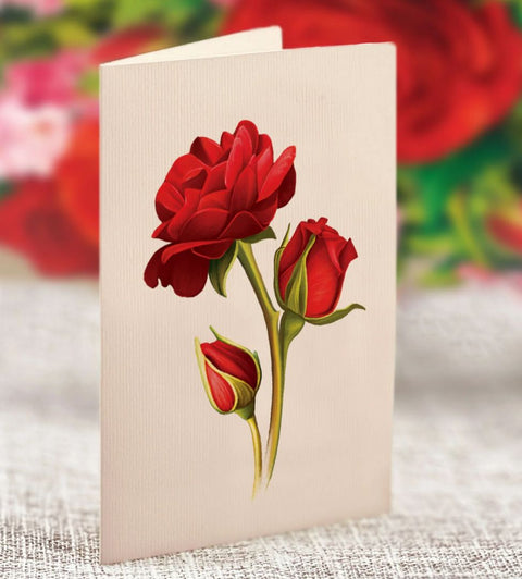 Mini Blooming Roses Pop-Up Card, 5.25"x6"