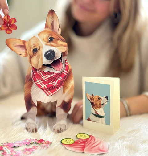 Corgi Pop-Up Greeting Card, 10.25"x7.75"