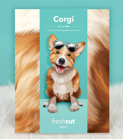 Corgi Pop-Up Greeting Card, 10.25"x7.75"