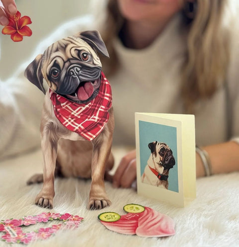 Pug Pop-Up Greeting Card, 10.25"x7.75"