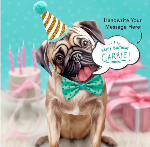 Pug Pop-Up Greeting Card, 10.25"x7.75"