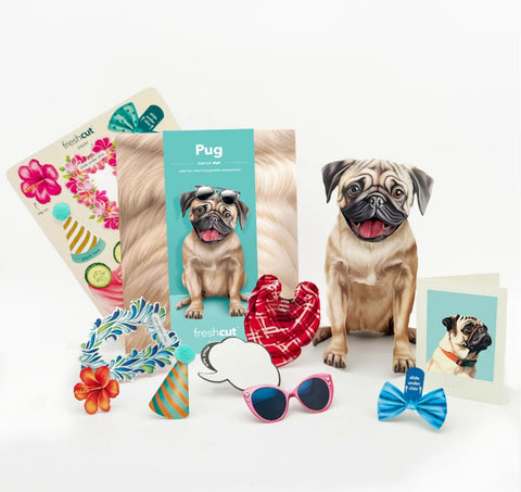 Pug Pop-Up Greeting Card, 10.25"x7.75"