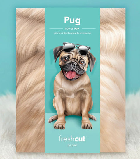 Pug Pop-Up Greeting Card, 10.25"x7.75"