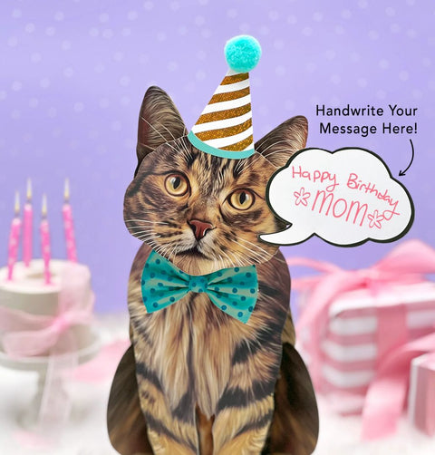 Brown Tabby Pop-Up Greeting Card, 10.25"x7.75"