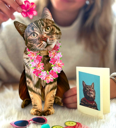 Brown Tabby Pop-Up Greeting Card, 10.25"x7.75"