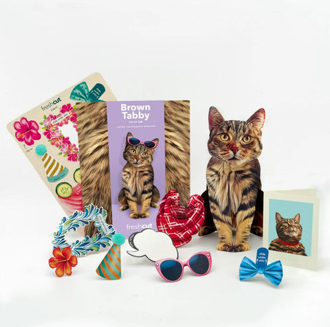 Brown Tabby Pop-Up Greeting Card, 10.25"x7.75"