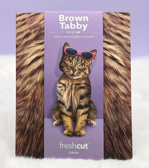 Brown Tabby Pop-Up Greeting Card, 10.25"x7.75"