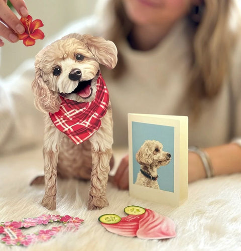 Poodle Pop-Up Greeting Card, 10.25"x7.75"