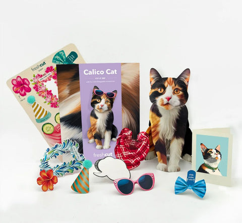 Calico Cat Pop-Up Greeting Card, 10.25"x7.75"